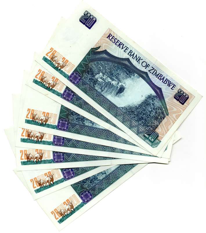 Lot of 14 x Consecutive 1997 Zimbabwe 20 Dollars "DX5249036 to DX5249049" Pick#7a