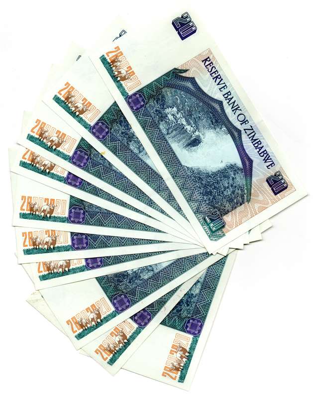 Lot of 10 x Consecutive 1997 Zimbabwe 20 Dollars "DX5249011 to DX5249020" Pick#7a