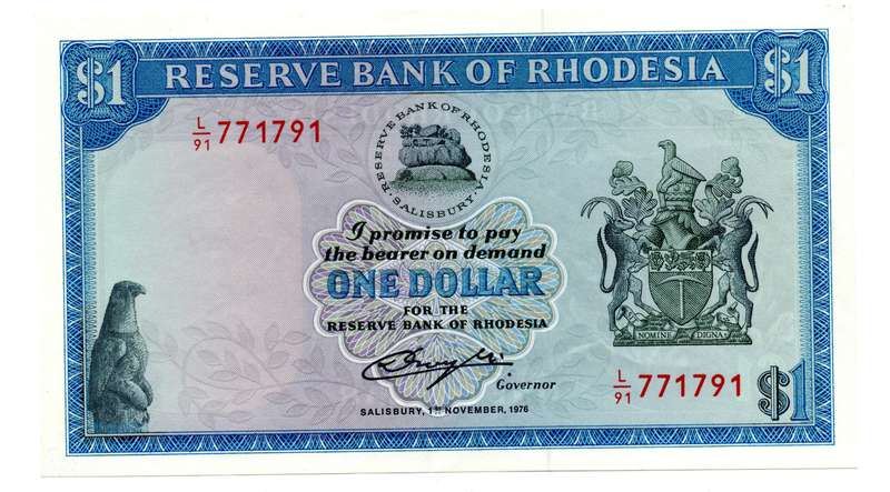 1976 Rhodesia 1 Dollar Pick#34b