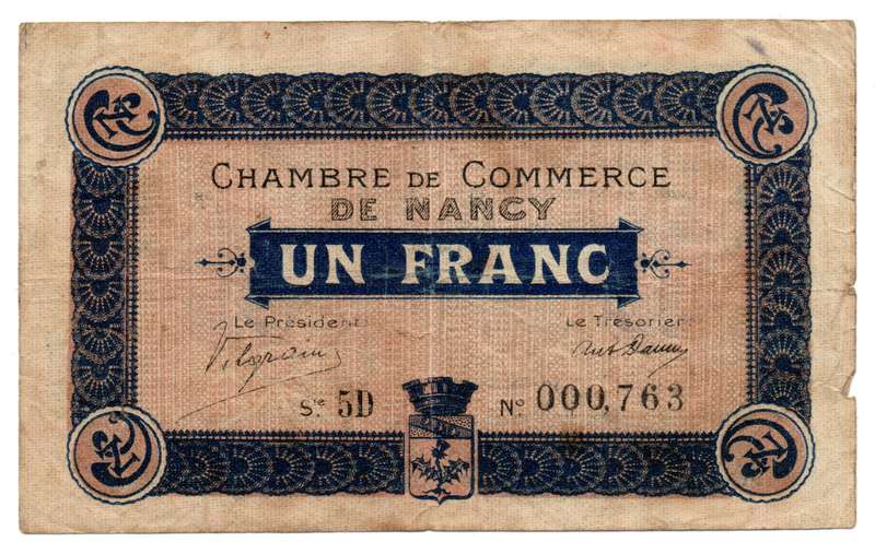 1916 France Commune of Nancy (Department of Meurthe-et-Moselle) Lowe Serial number "000 763" Town Is