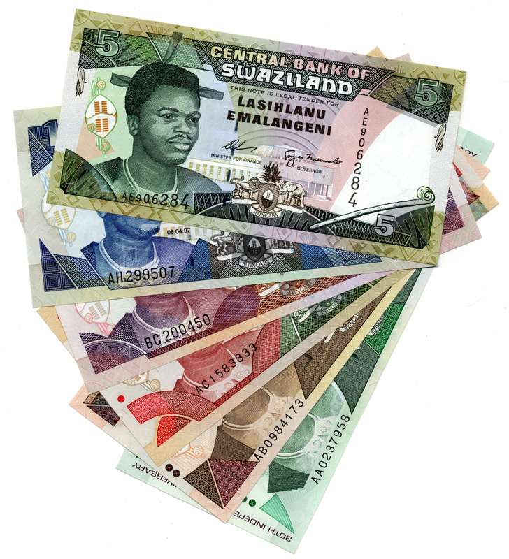 1995-2006 Swaziland Type Set of 5 to 200 Emalangeni, including Commemorative Issues 100/200 Emalange