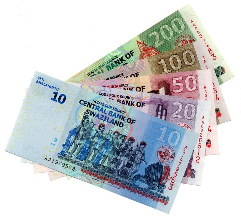 2010 Swaziland Complete Set of 10 to 200 Emalangeni, Pick#36 to Pick#40