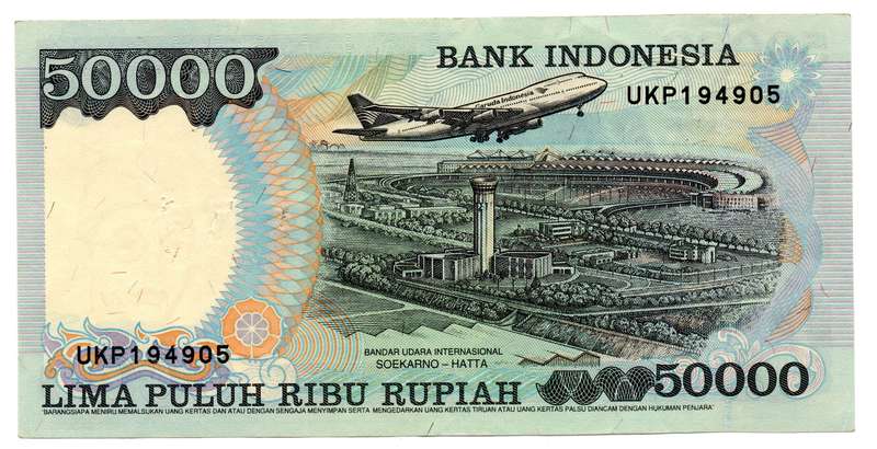 1995 Indonesia 50 000 Rupiah Pick#136, 10 x tiny staple holes