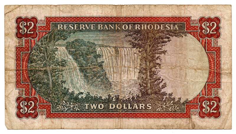 1979 Rhodesia 2 Dollar Pick#35d top and right edge tears
