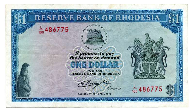 1978 Rhodesia 1 Dollar Pick#34c slight creasing
