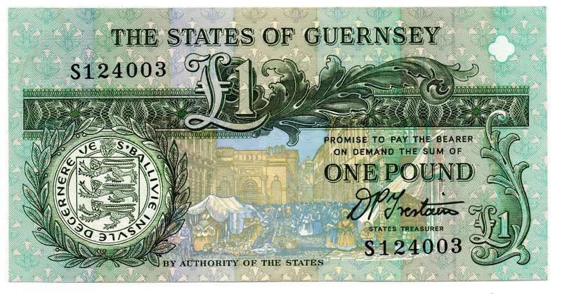 1991 Guernsey Signature D. P. Trestain 1 Pound Pick#51