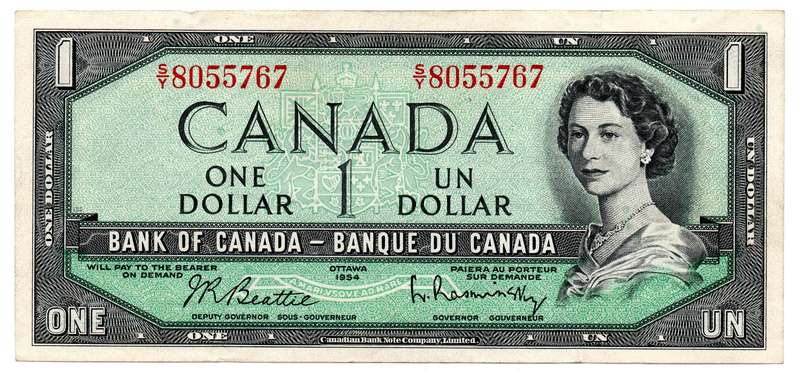1961-72 Canada Signature Beattie and Raminsky 1 Dollar Pick#75b