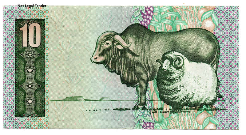1990 South Africa Type 16 CL Stals First Issue R10 Slight off centre print, verticle fold