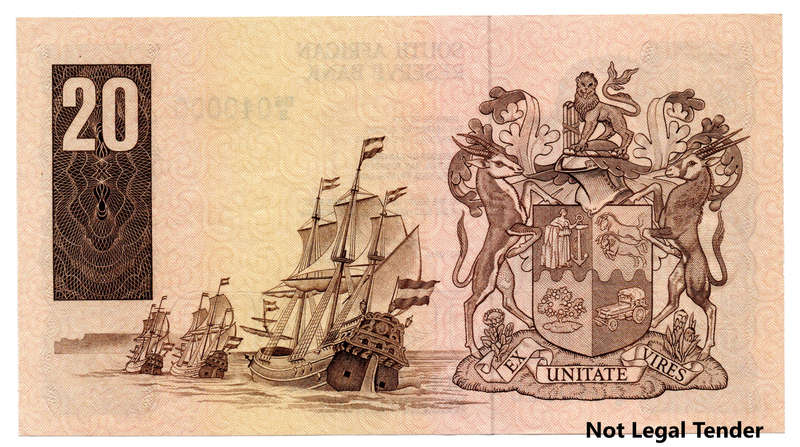 1984 South Africa Type 6 GPC De Kock Third Issue R20 Fancy Serial "040000"