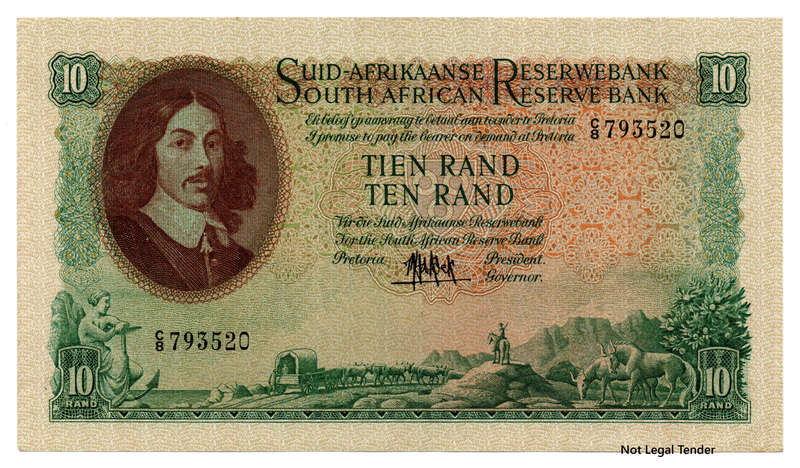1961 South Africa Type 1 MH De Kock Fourth Issue 10 Rand