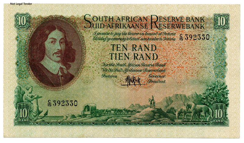1961 South Africa MH De Kock Type 1 Fourth Issue 10 Rand