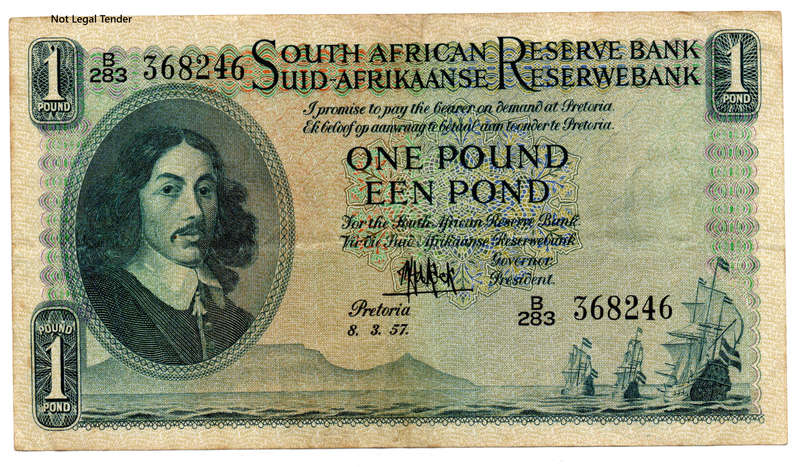 1957 South Africa MH De Kock Type 11 Third Issue 1 Pound