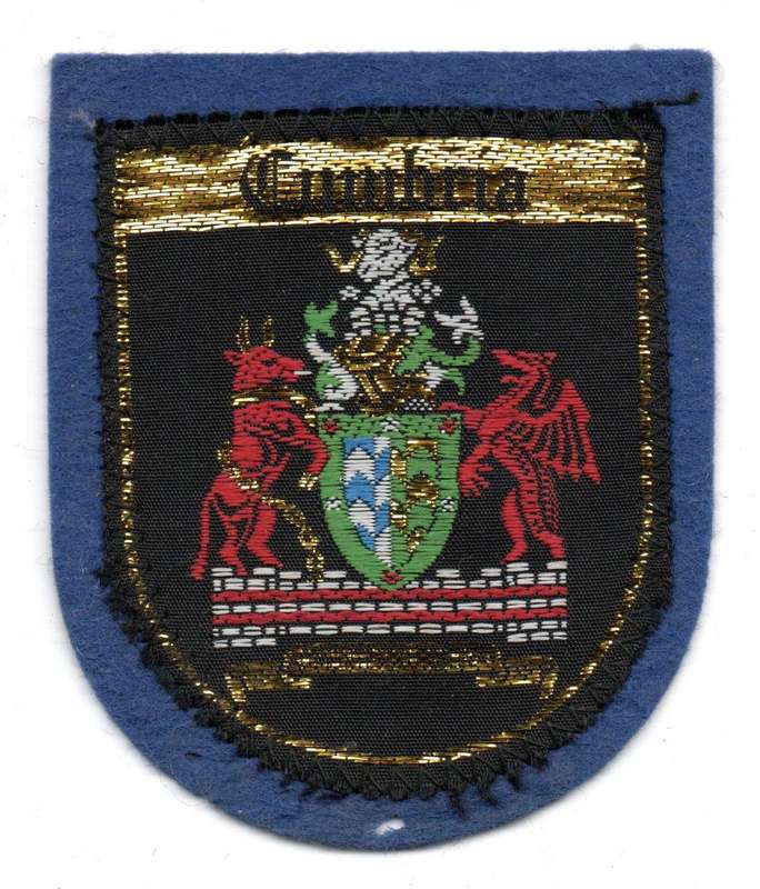 United Kingdom Cumbria Coat of Arms Cloth Patch 61mm x 70mm