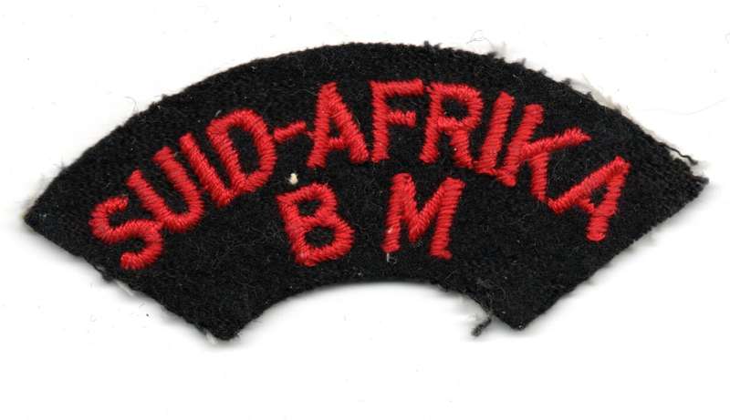 South African Navy Citizen Force Red On Black Cloth Shoulder title  35mm x 87mm