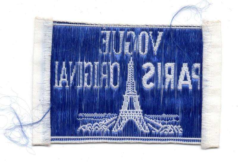 Vogue Paris Original Vintage 60s Embroidered Clothing Tag Garment Label from Vogue Pattern 34mm x 54