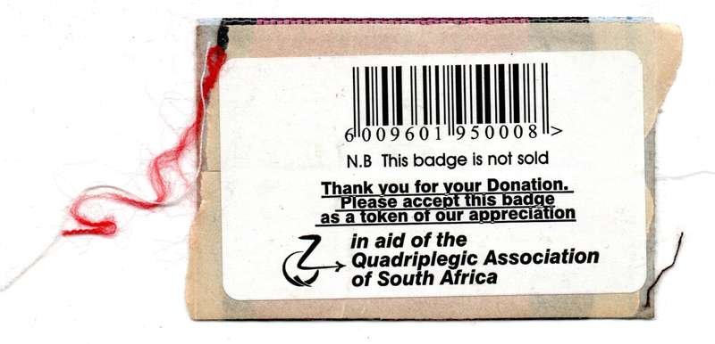 Vintage South African Takkie Tax Material Patch 49mm x 75mm