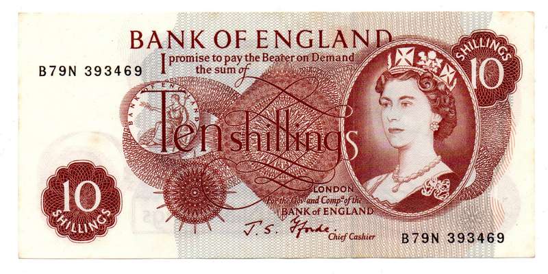 1966-70 Great Britain Bank of England J. S.Fforde 10 Shilling Pick#373c
