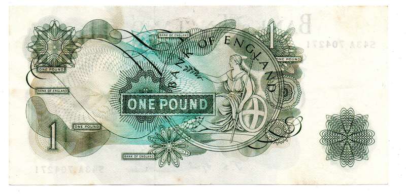 1966-70 Great Britain Bank of England 1 Pound J. S. Fforde Pick#374e
