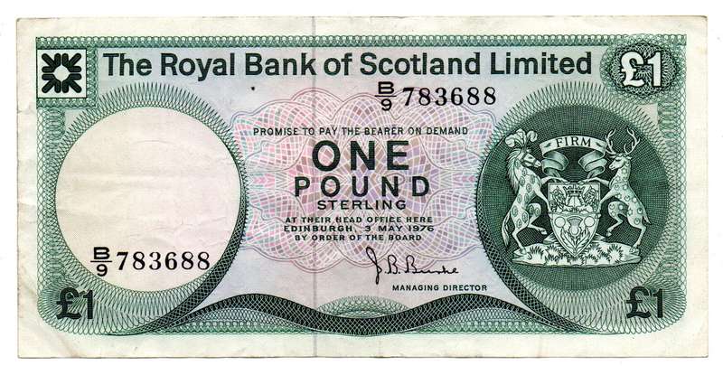1976 Royal Bank of Scotland Limited 1 Pound Pick#336a