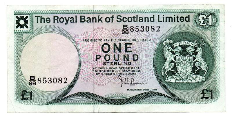 1976 Royal Bank of Scotland Limited 1 Pound Pick#336a