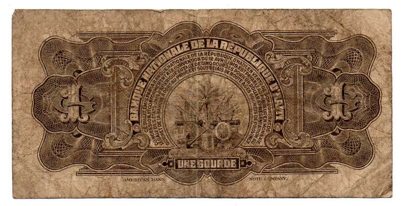1919 Haiti 1 Gourde Pick#174 well circulated