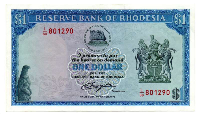 1976 Rhodesia 1 Dollar Pick#34b