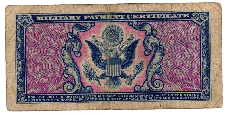 1951-4 United States Military payment certificate series 481 10 Cents, folds and top edge tear