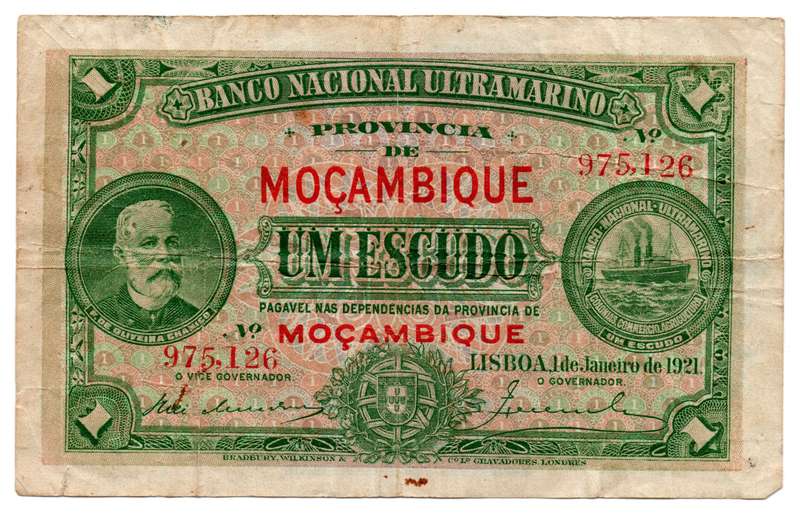 1921 Mozambique 1 Escudos Pick#66