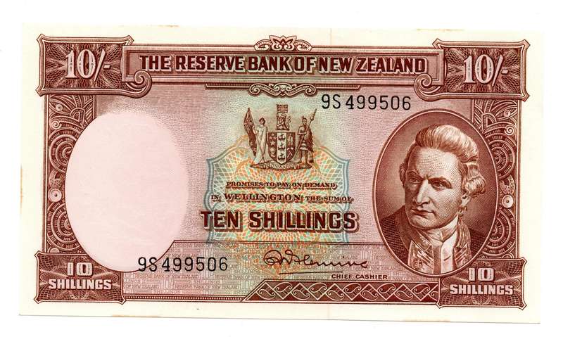 1940-67 Reserve Bank of New Zealand R. N. Flemming, 10 Shilling Pick#158