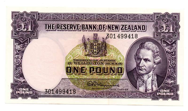 1940-67 Reserve Bank of New Zealand R. N. Flemming, 1 Pound Pick#159