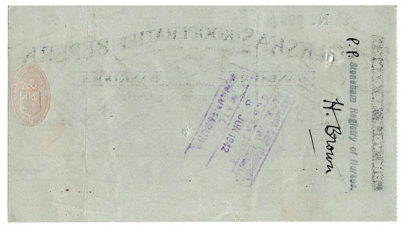 1942 Volkskas (Kooperatief) Beperk Cheque, Johannesburg, 4 Pounds, 6 Shillings and 6 Pences from C.