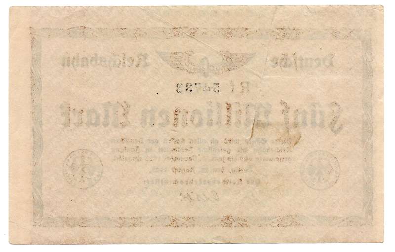 1923 German Berlin 500 Million Mark, left top corner tear