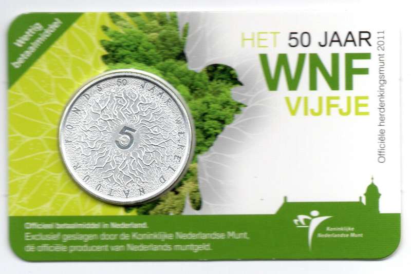2011 Netherlands Commemorative 5 Euro WWF Anniversary 250k Minted KM#305