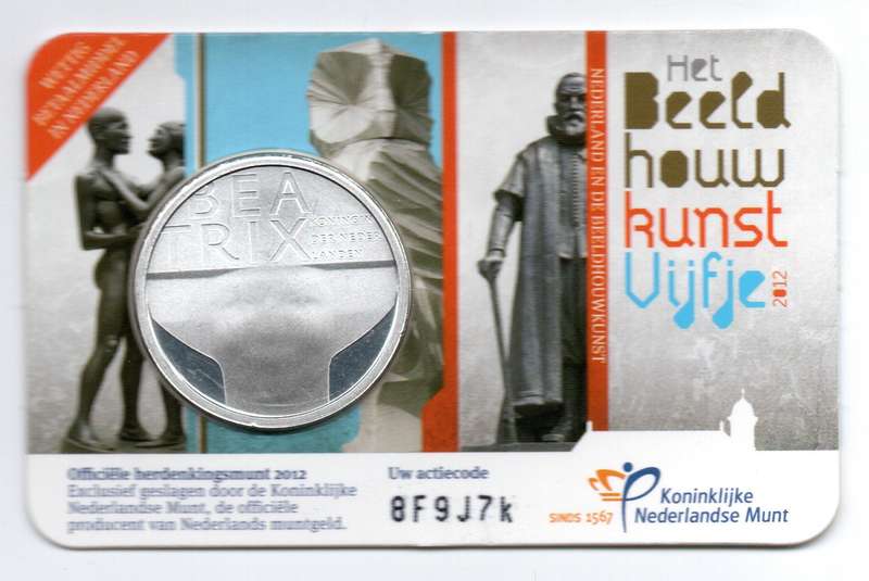 2012 Netherlands Commemorative 5 Euro Beeldhouwkunst 10k Minted KM#327