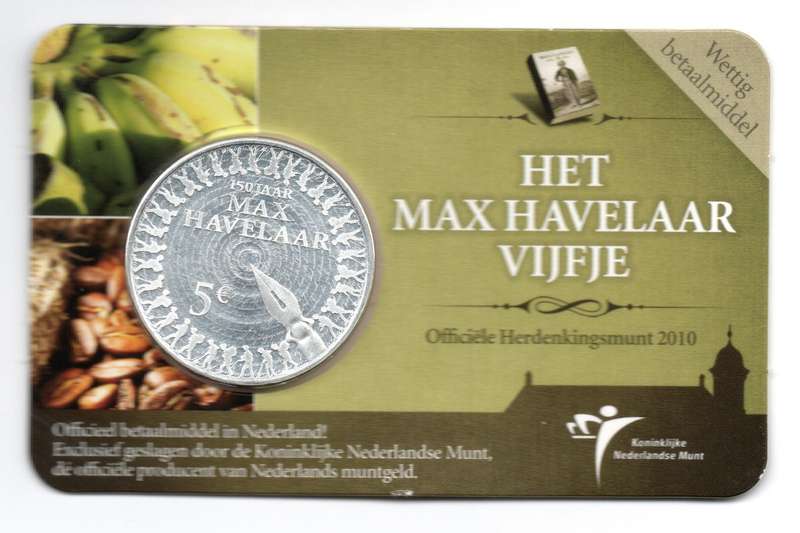 2010 Netherlands Commemorative 5 Euro Max Havelaar 350k Minted KM#327