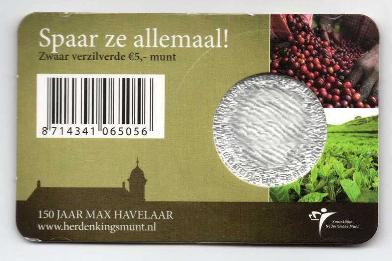 2010 Netherlands Commemorative 5 Euro Max Havelaar 350k Minted KM#327