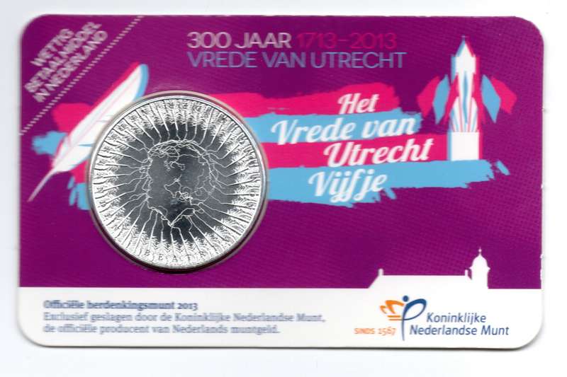 2013 Netherlands Commemorative 5 Euro 300 Years Peace of Utrecht 10k Minted KM#325