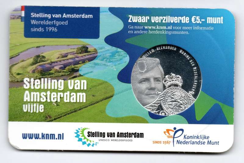 2017 Netherlands Commemorative 5 Euro Defence Line of Amsterdam 46k Minted KM#391