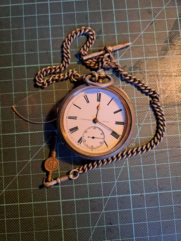 Silver pocket watch JB Yabsley England winder spare or repair
