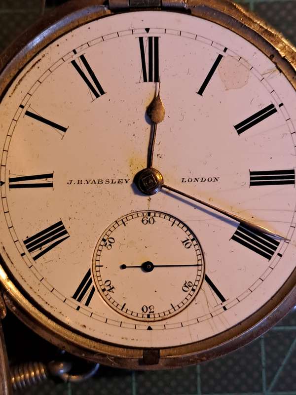 Silver pocket watch JB Yabsley England winder spare or repair