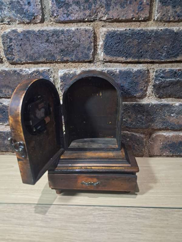 Mantle clock wooden German stiled quartz watch with drawer warm accent piece
