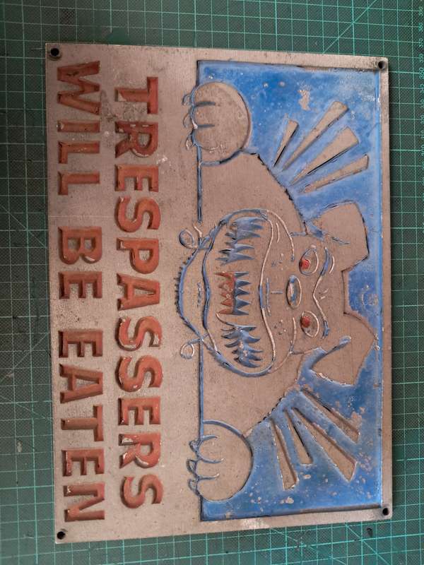 Vintage Sighn beware the dog Aluminium