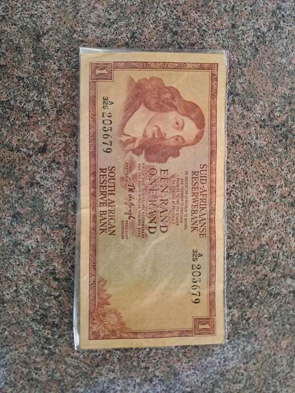 Vintage 1 Rand Note TW de Jongh
