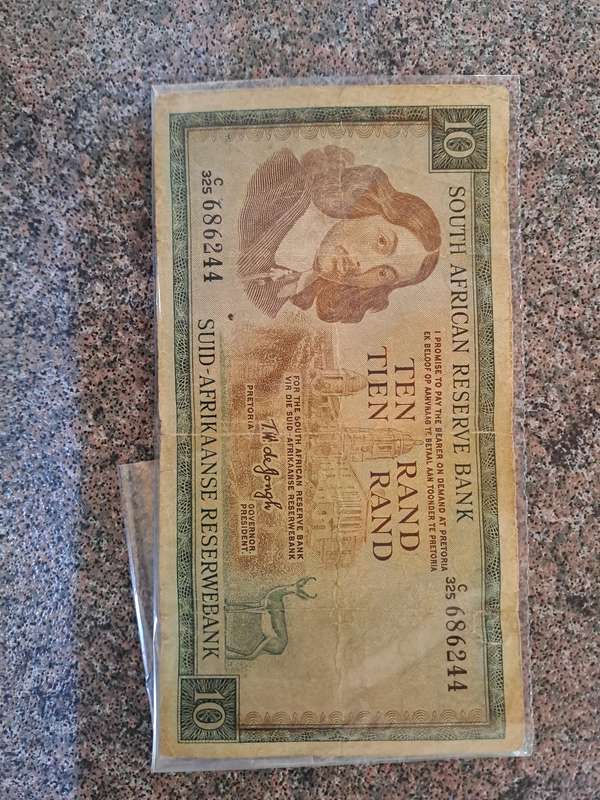 Vintage 10 Rand bank Note Sout Africa