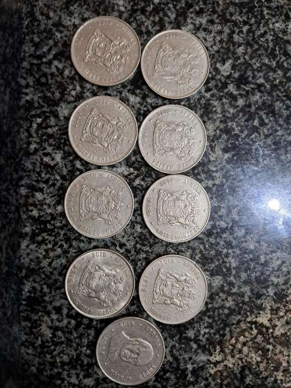 Old 1 Rand coins x9 sold as bundle