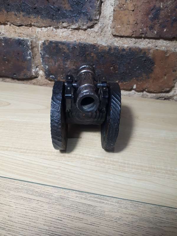 Antique miniature spannish cannon brass and wood