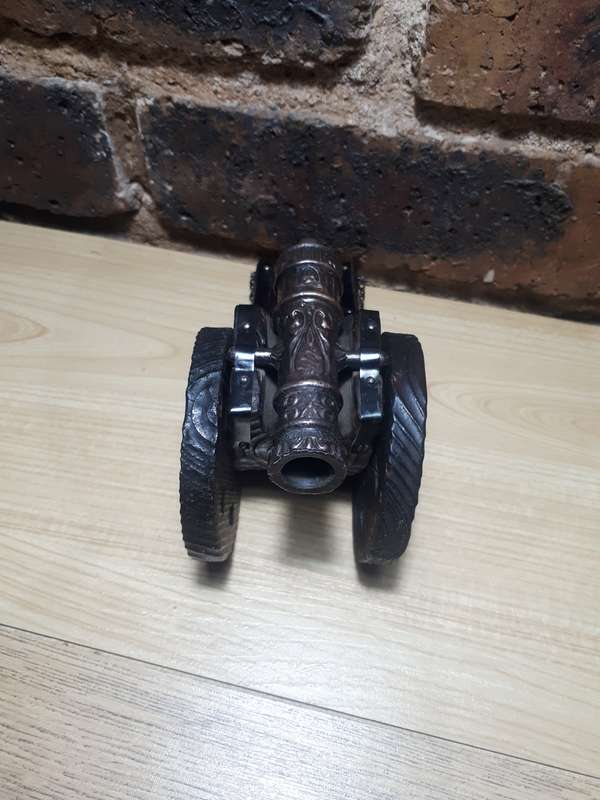 Antique miniature spannish cannon brass and wood
