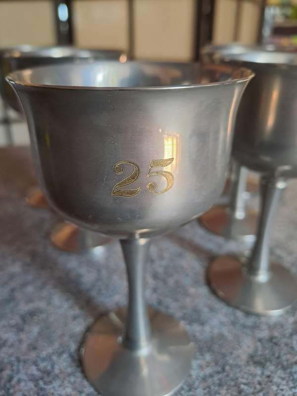 Vintage EM*ESS silver plated goblets