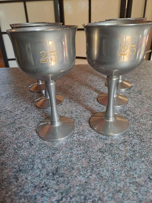 Vintage EM*ESS silver plated goblets