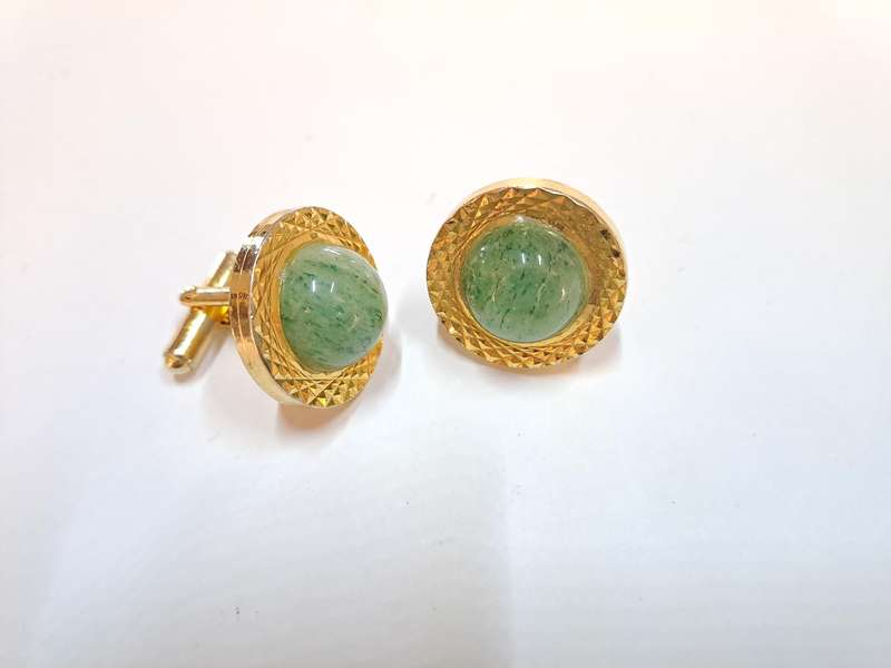 Vintage 1930' Jaidite gold plated or gold colored Cuflinks